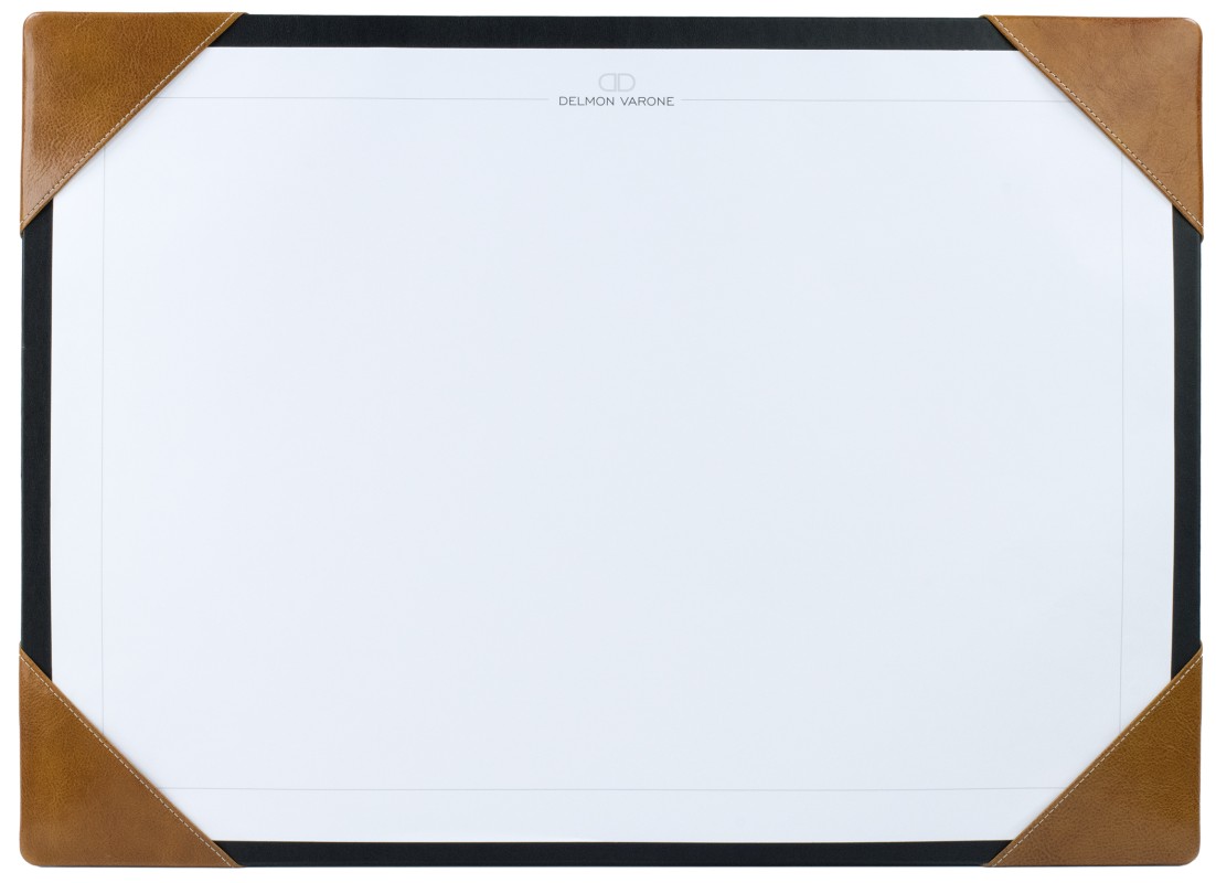 Schreibunterlage mit 4 Ecken + Papierblock PREMIUM LEDER VINTAGE cuoiobraun